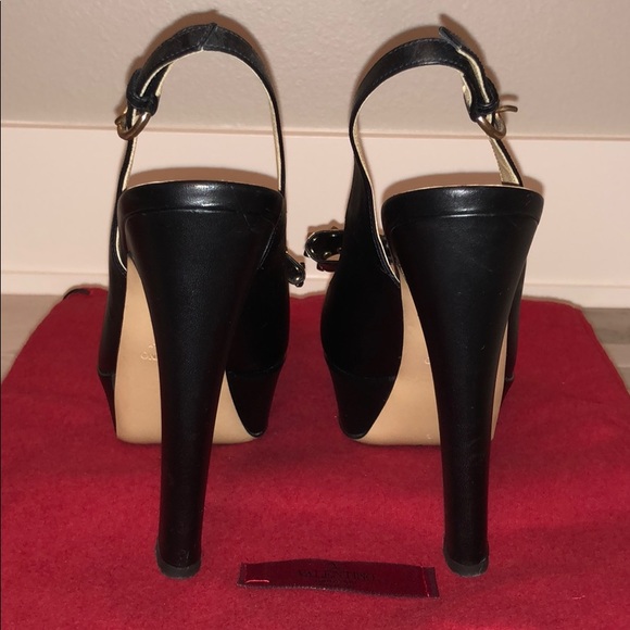 💯Valentino Leather Peep Toe Slingback Pumps - Picture 5 of 8